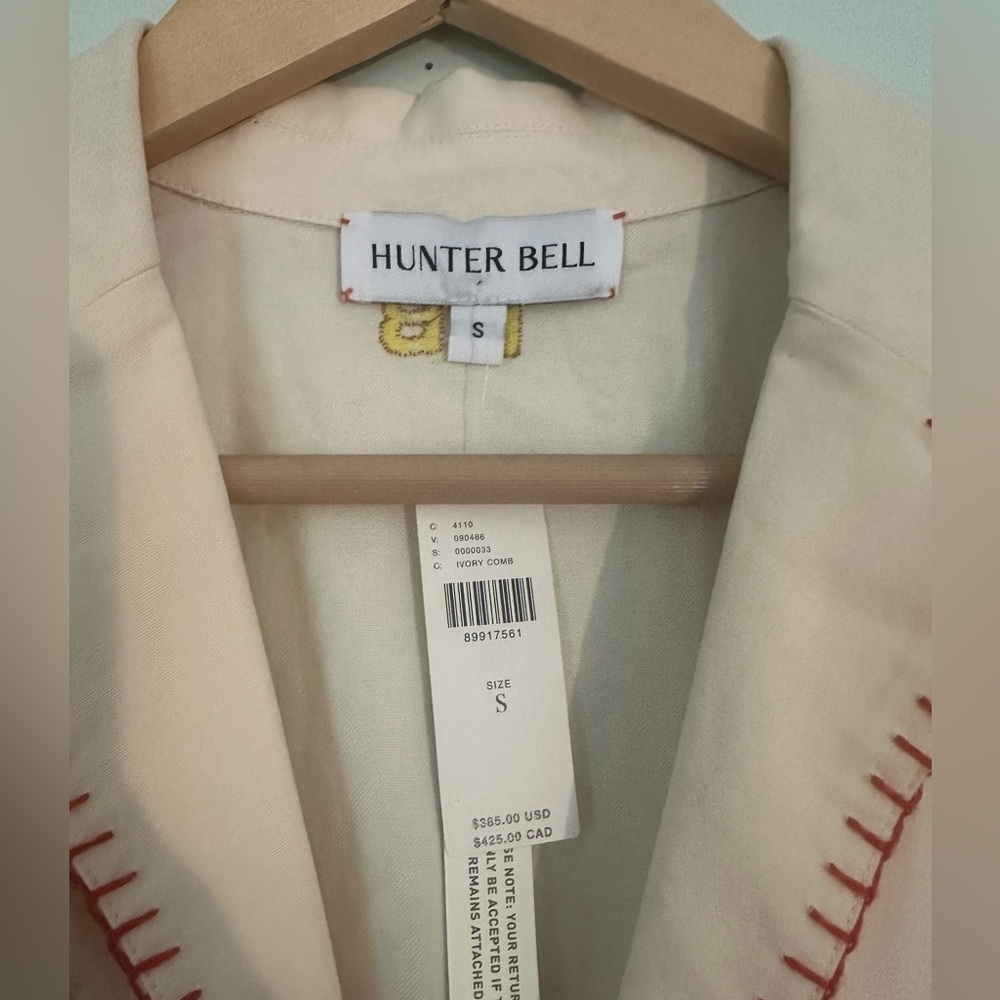 Hunter Bell Embroidered Cream Polly camp Shirt - Picture 6 of 11